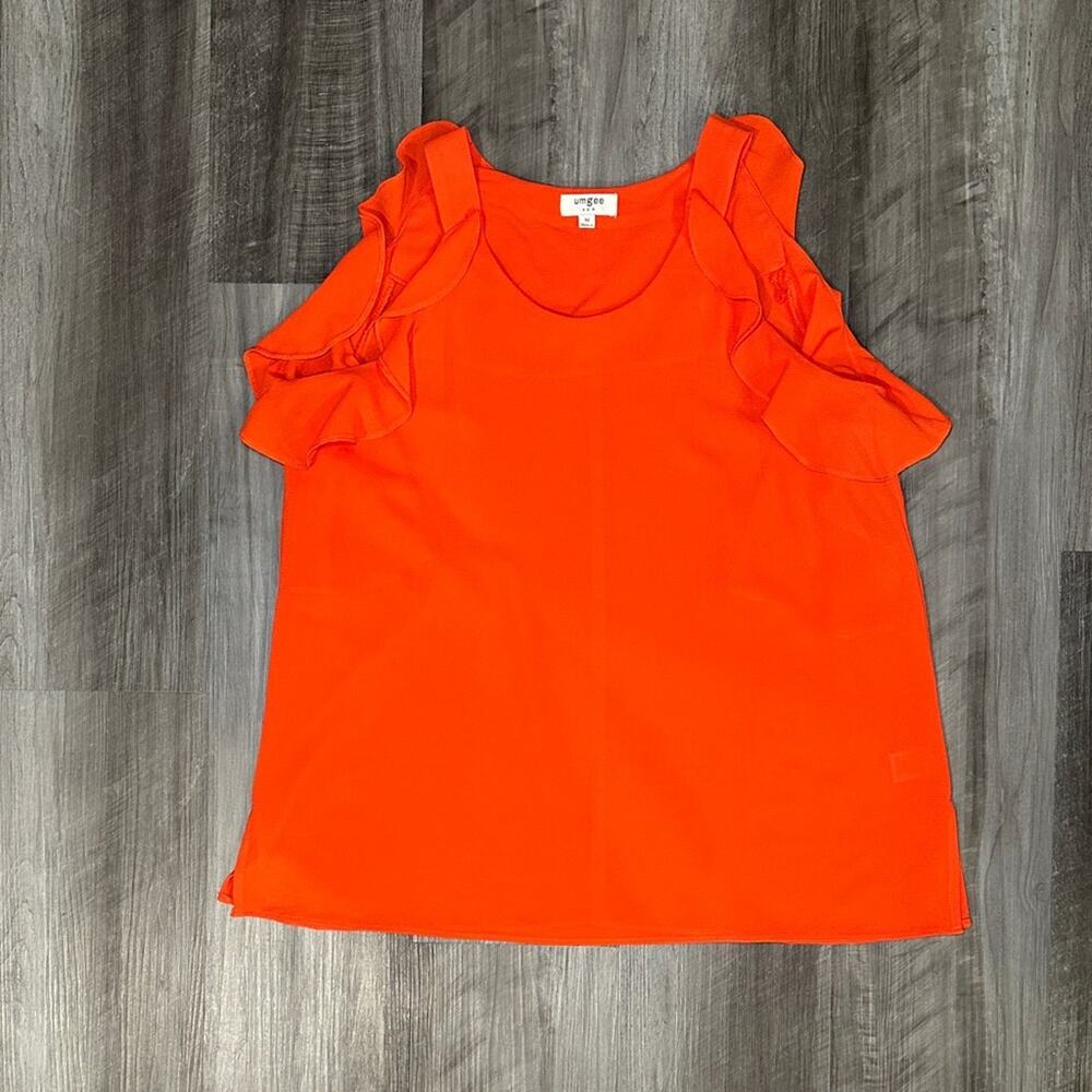 Umgee Cold Shoulder Runic Ruffle Blouse - Medium
